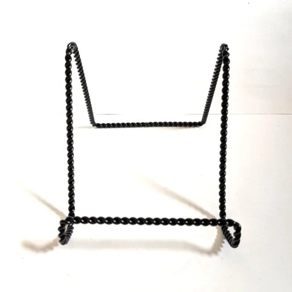 New Pair of Black Twisted Metal Photo/Picture Frame Display Stands Easels